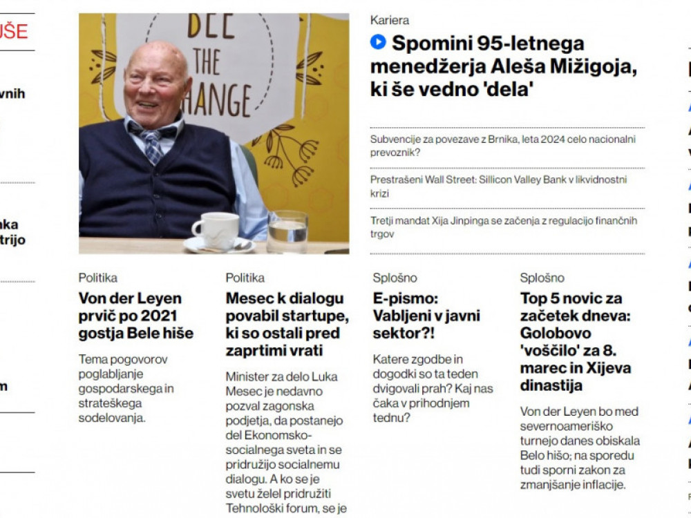 Zgodbe dneva: Spomini 95-letnega menedžerja in vabilo Luke Mesca